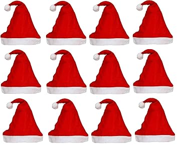 KRIWIN 12 pcs Christmas Santa Claus Cap Accessories for Kids, Party, Decoration, Festival Fun (Cap)