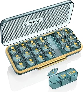 Pill Organizer 3 Times A Day, 7 Day Pill Box 3 Times A Day - Acedada Weekly Vitamin Box Organizer with 7 Separate Containers, Portable Daily Medicine Planner Case for Vitamin Fish Oil Supplement, Blue