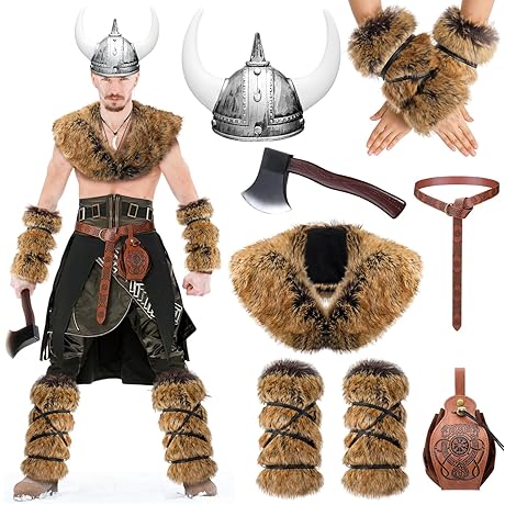 8 Pcs Halloween Viking Costume Medieval Viking Costume