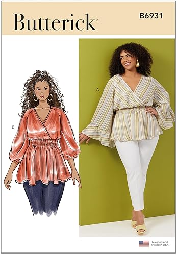 BUTTERICK B6931W2 - Kit de patrón de costura semiajustada para mujer, código de diseño B6931, tallas 20W-22W-24W-26W-28W S