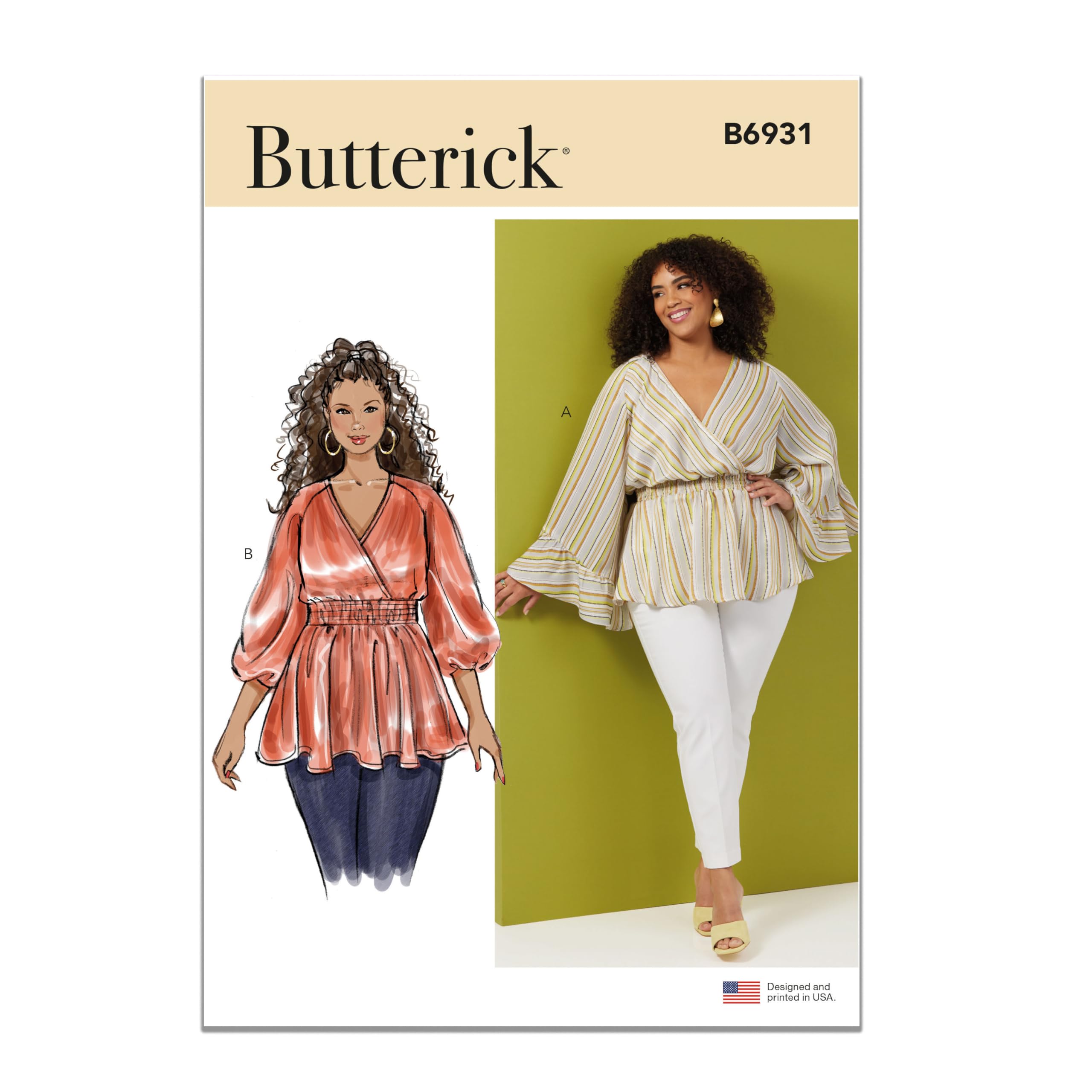 Butterick B6931W2 Women's Top W2 (20W-22W-24W-26W-28W)
