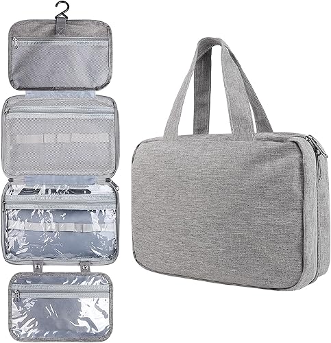 Neceser multiusos para viajar, organizador de viaje plegable grande e impermeable con gancho para colgar, Gris, Diario, viajes, negocios