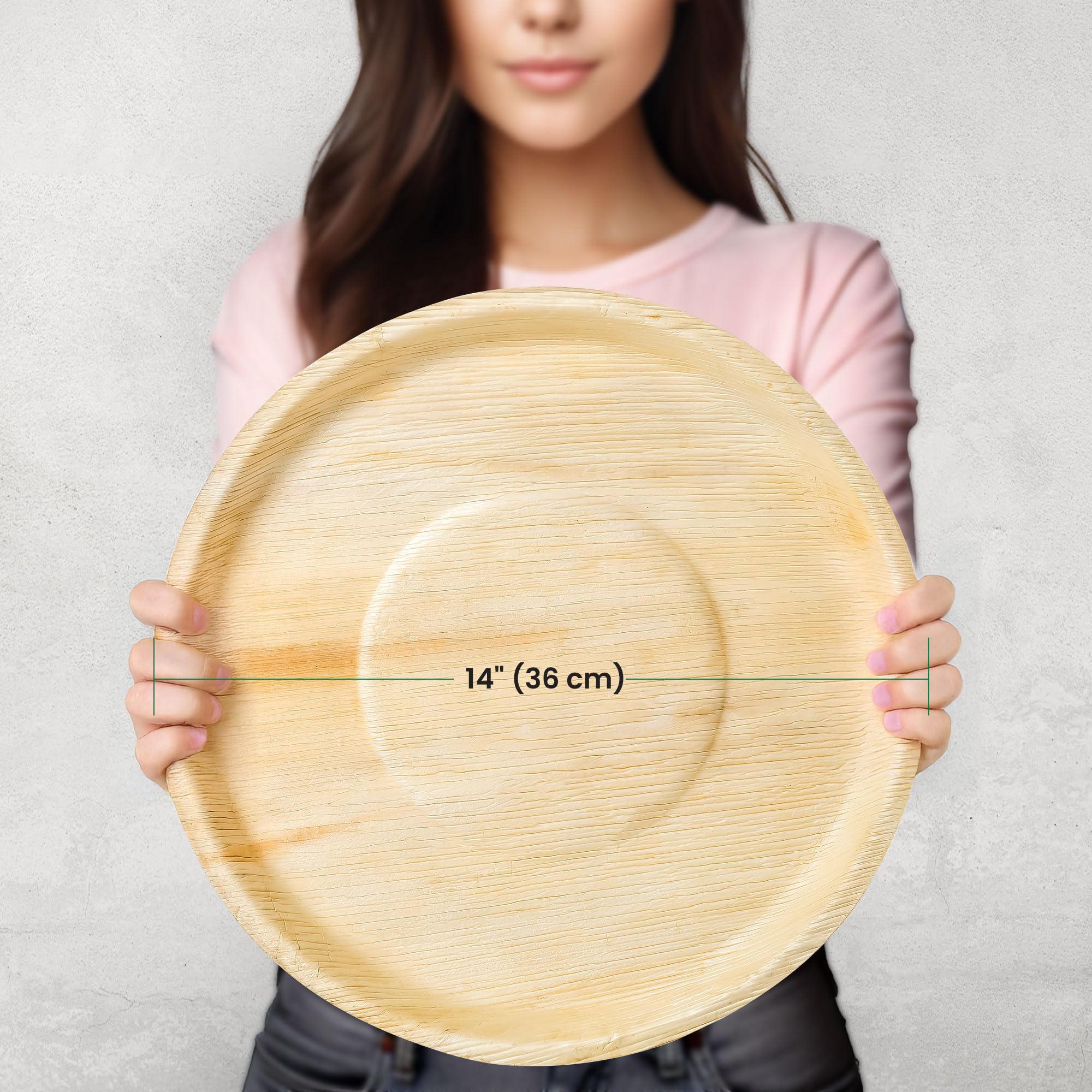 Eco Leaf - Paquete de platos desechables de hoja de palma de 36 cm, ecológicos, compostables y biodegradables para pizza, charcutería y eventos, fuertes, aptos para microondas y horno