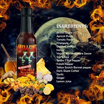 Hellfire Hot Sauce Double Doomed Rebooted- The Worlds Hottest Hot Sauce - Double Doomed spiked with double the amount of 6.66 million shu natural pepper extract as doomed!