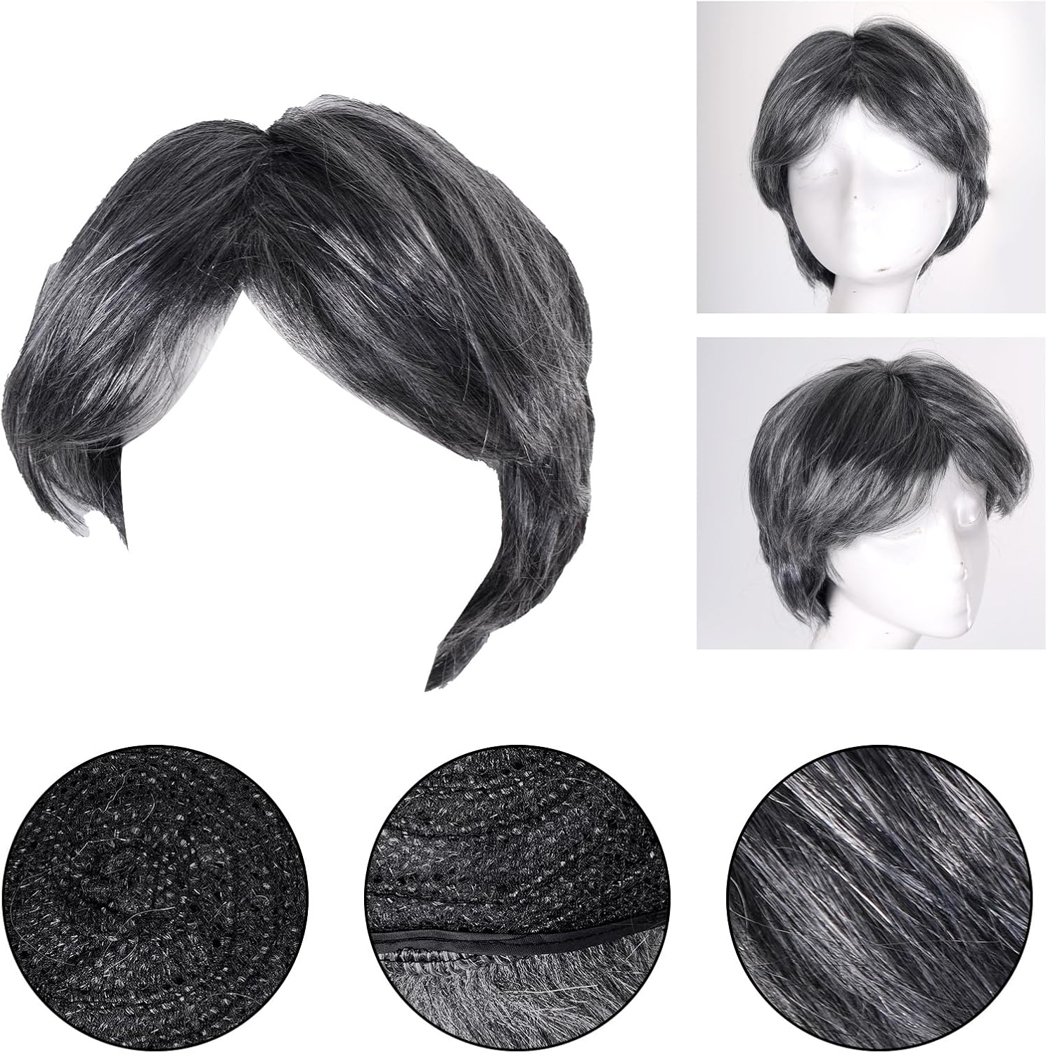 Old Man Costume for Men 100 Days of School Costume Dress Up Gray Old Man Wig Grandpa Accessories Set - Image 7