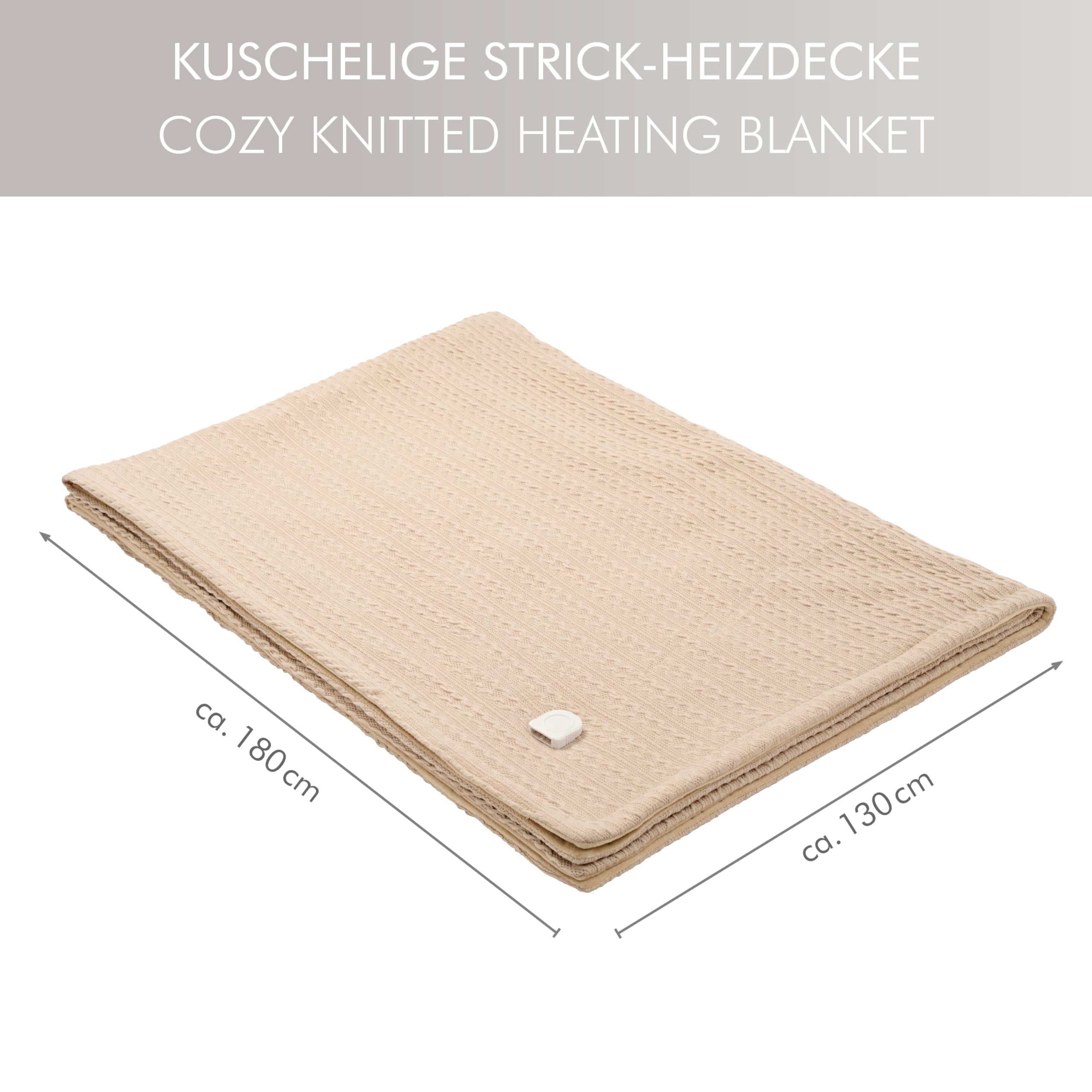 Promed KHP-2.3S - Coperta elettrica con motivo a maglia, 6 livelli di temperatura, con spegnimento automatico, morbida coperta termica, lavabile, 180 x 130 cm