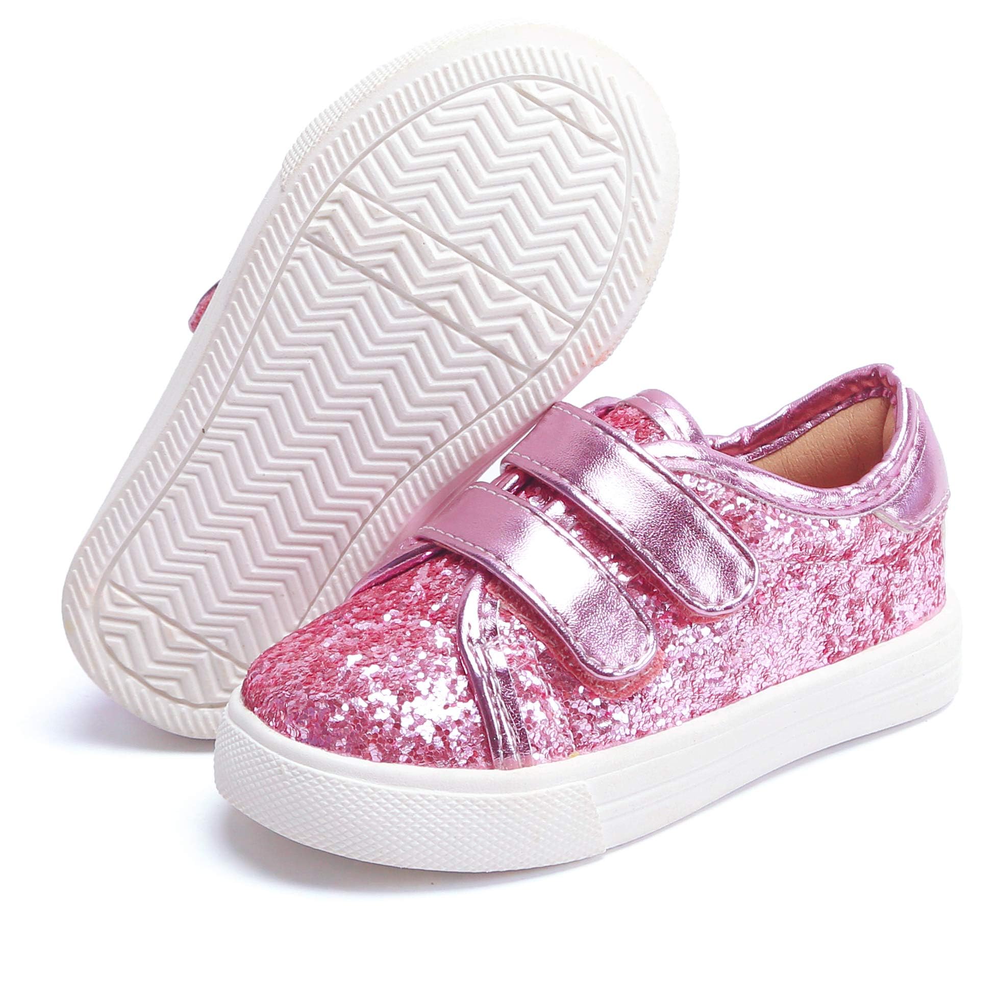 Felix & Flora Toddler/Little Kid Girls Running Shoes Sports Sneakers Princess Casual Glitter Shoes.