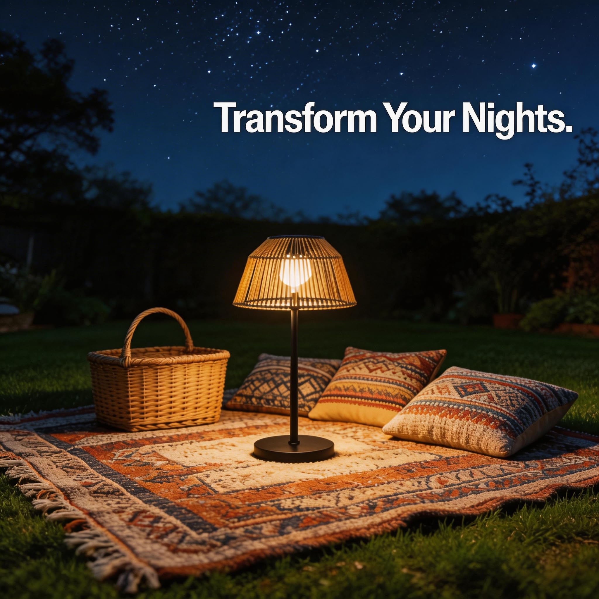 Portacandela a vento boho, decorazione per esterni, in rattan solare, con paralume in tessuto, facile da montare senza attrezzi, per balcone, terrazza, giardino, decorazione