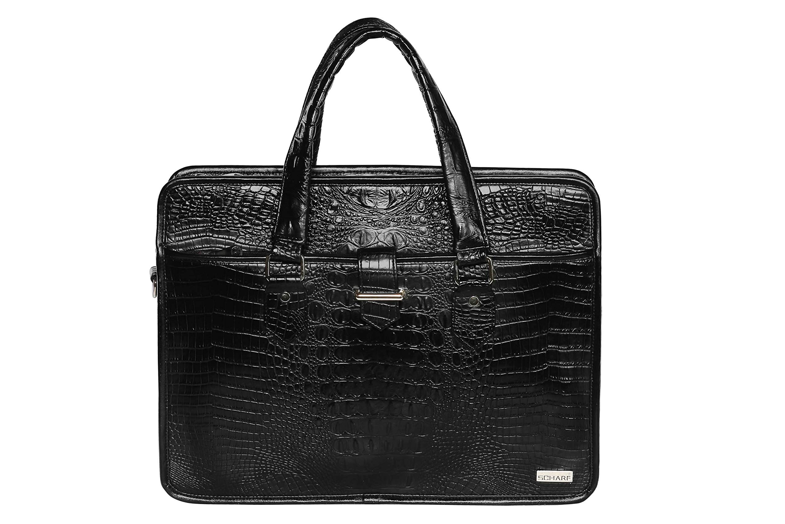 SCHARFSAL MARONI-Croc HAD A DIAL 17" Vegan Leather Laptop-MacBook Shoulder Sleeve Crossbody Messenger Briefcase Bags.