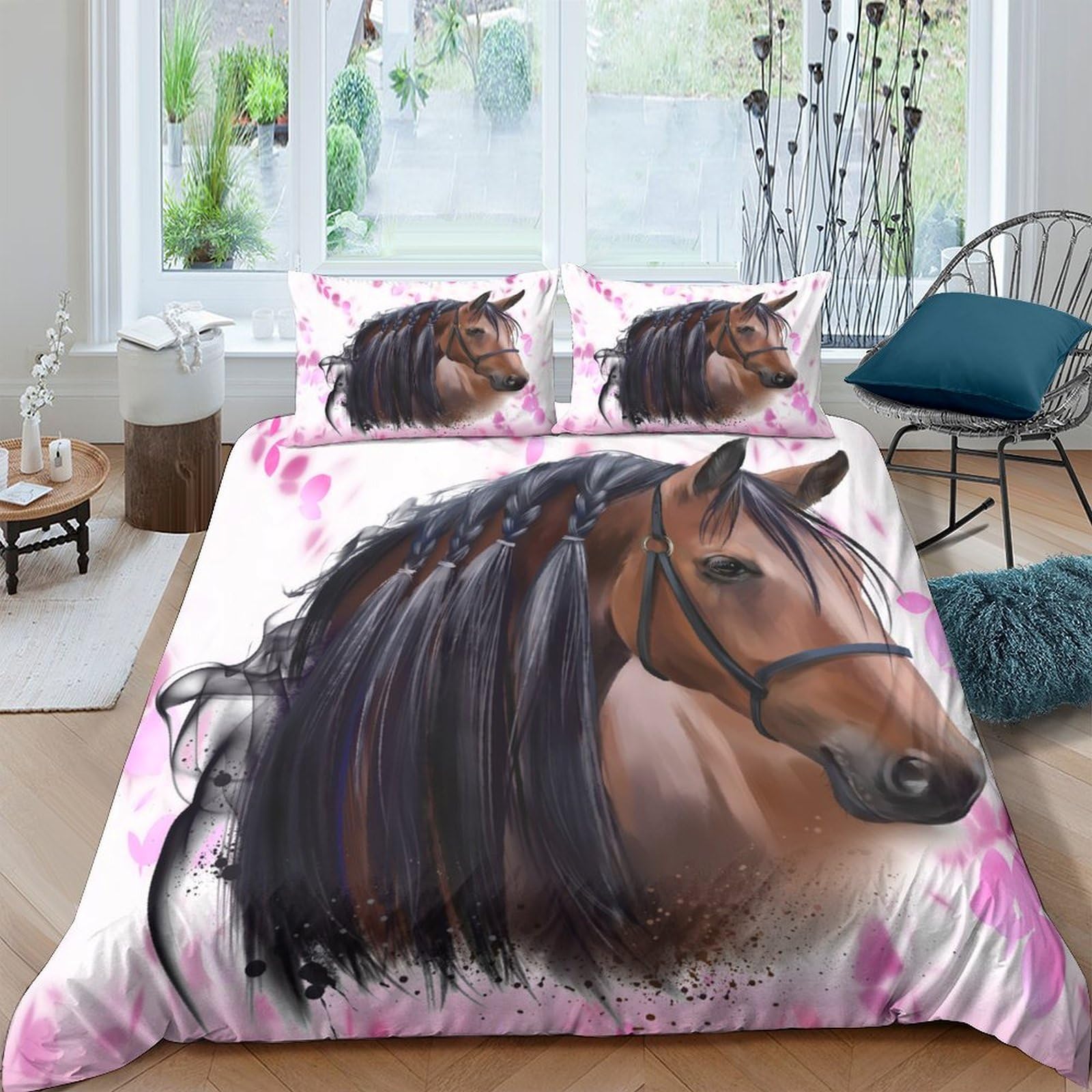 Ctjqhvkz Style-6 3D Printed Brown Horse Fitted Sheet Microfiber Soft Animal Pattern Bed Cover For Adult Teen Bedroom Guest Room Decor Single（135X200cm）
