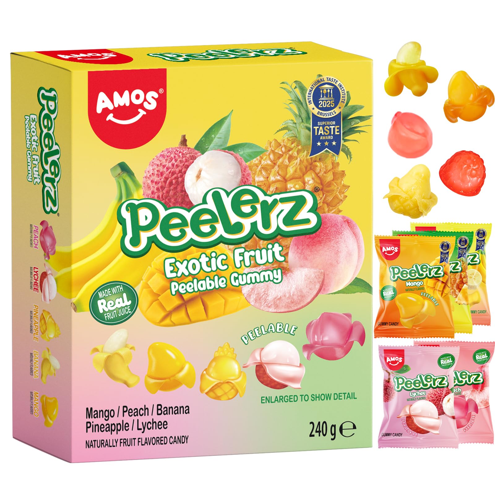 AMOS Peelerz Gummy Sweets, 5 Fruits Flavors Sweet Candy Gift