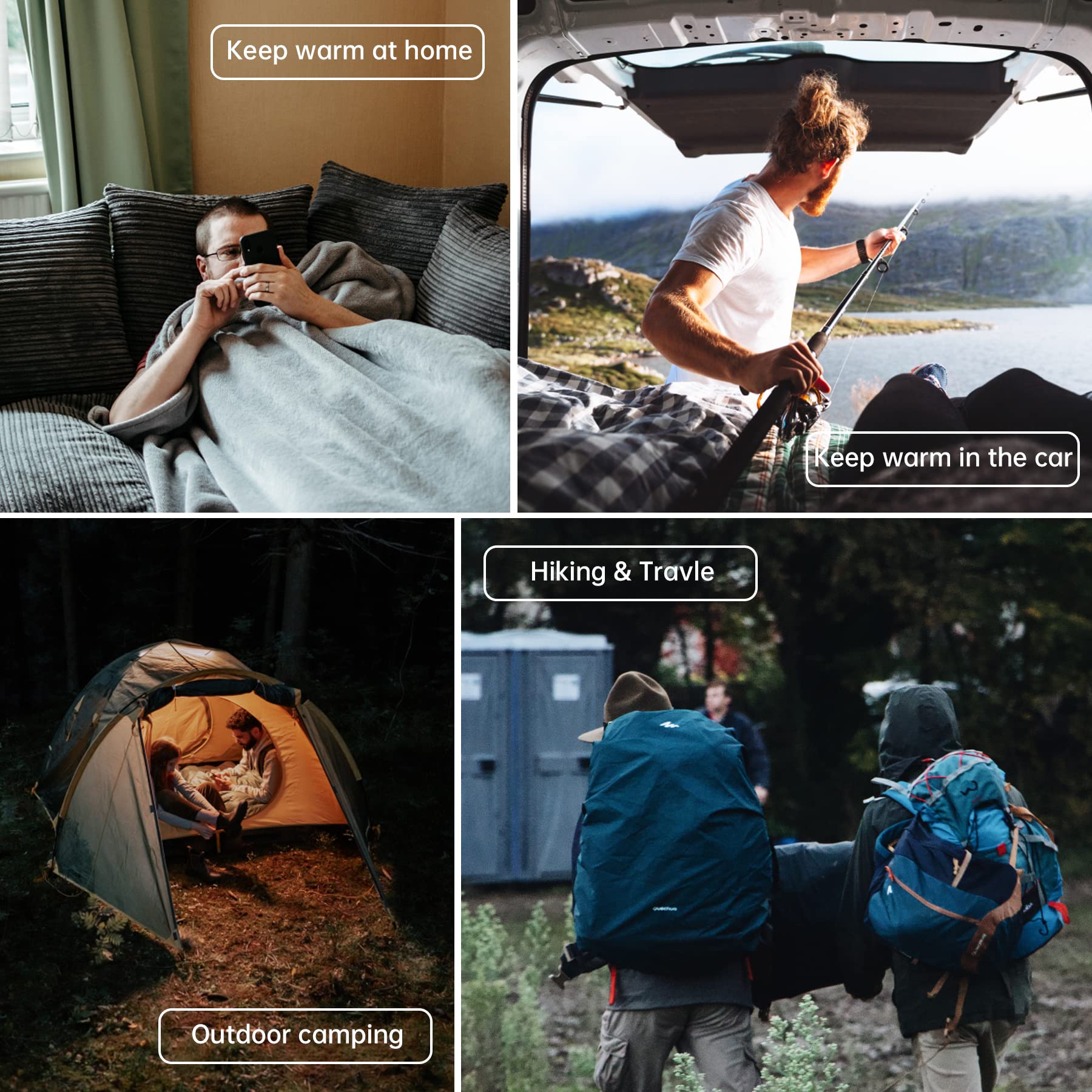 BISINNA Saco de Dormir XXL para Personas Altas - Saco Térmico 3-4 Estaciones con Cremallera Doble - para Camping, Trekking y Senderismo