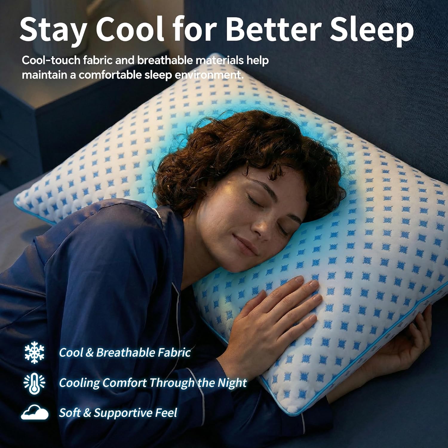 King Size Pillows Set of 2 for Sleeping, Cooling Adjustable Memory Foam Pillows, Dual Fill Design Helps Maintain Shape, Breathable Washable Cover