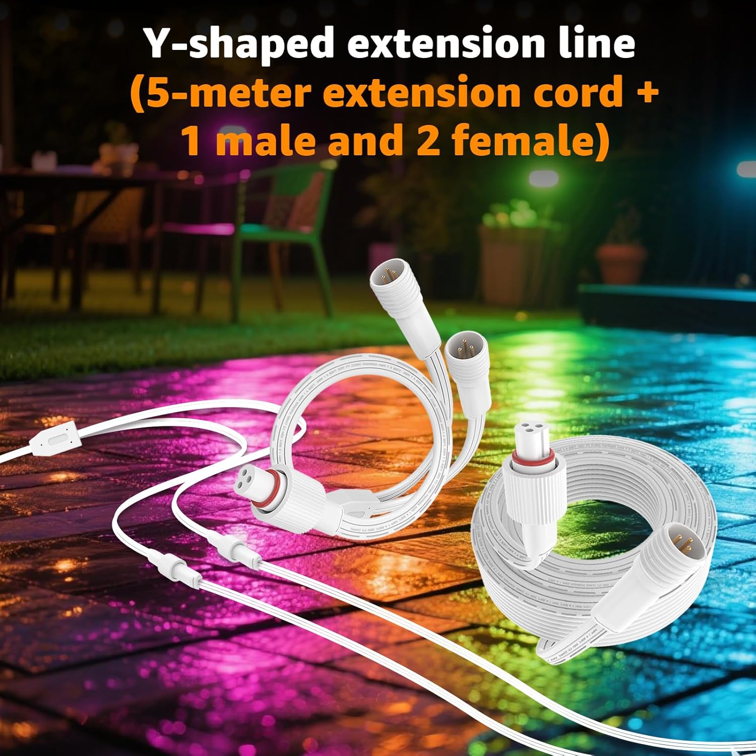 16FT Extension Cable for Govee Permanent Outdoor Lights Pro,IP68 Waterproof Extension Cord for Govee Y Splitter H706A H706B H706C H806A H806B H806C, Y-Connector Splitter