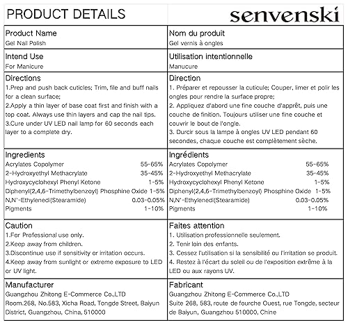 Miniatura 9 de senvenski Kit de esmalte de gel gris y negro, juego de arte de uñas UVLED con purpurina blanca y colores de peltre carbón oscuro y morado oscuro