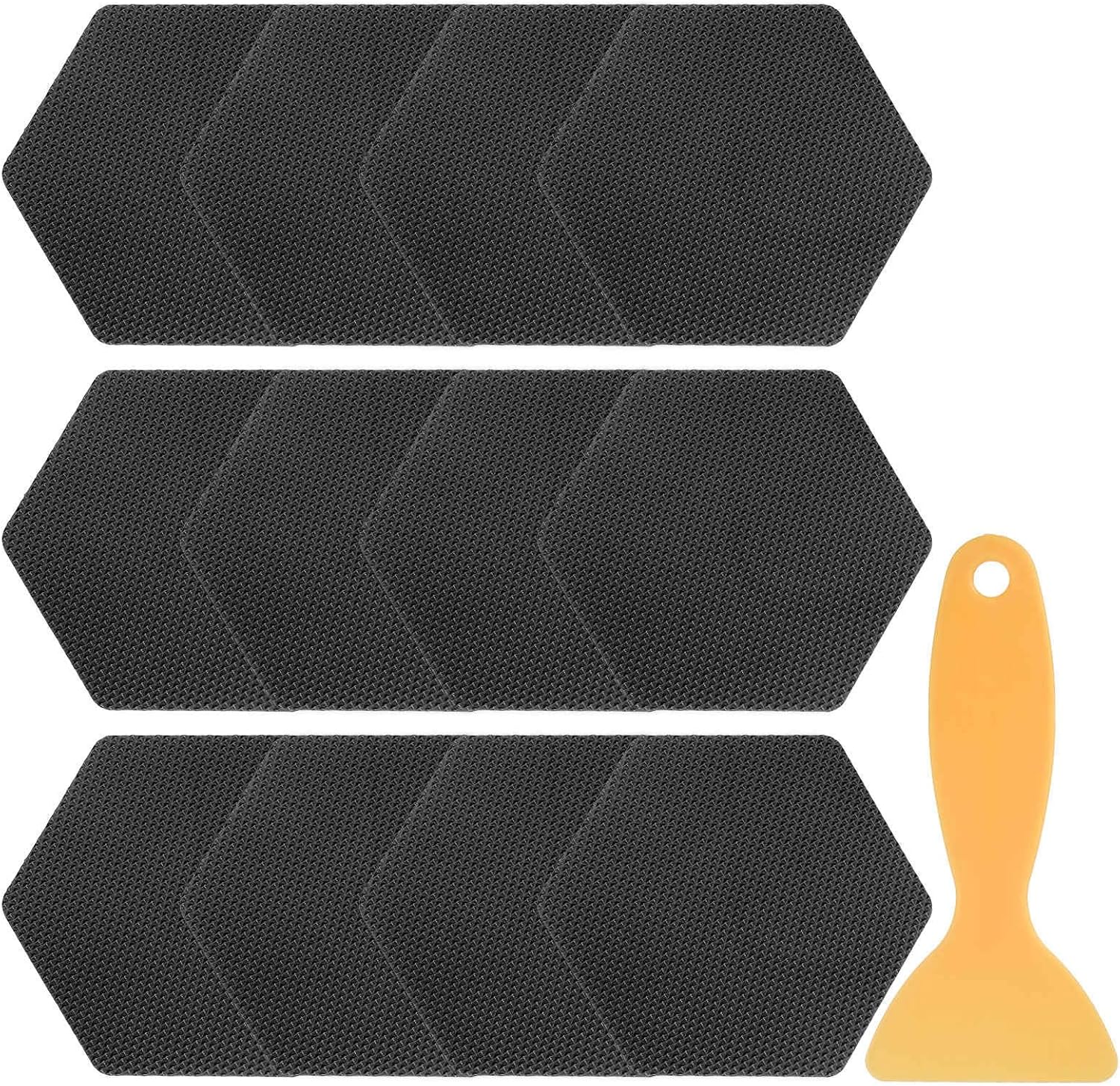 HARFINGTON 12pcs Non-Slip Bathtub Stickers Set 3.15" Hexagon Shower Floor Sticker PEVA Anti-Slip Adhesive Appliques with Scraper for Bathroom Kitchen Treads Stairs Swimming Pool, Black
