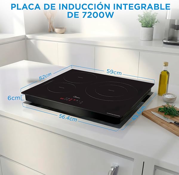Visita la tienda de Midea MIDEA Placa Inducción 3 fuegos 60 cm 7200 W - Vitroceramica Induccion Integrada con Panel de control tactil, Inverter quattro, 9 Niveles de Potencia, Booster, Indicador de Luz, y Temporizador. in use
