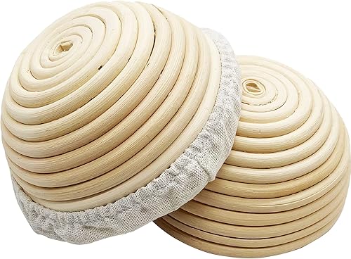 Miniatura 9 de 2pcs 5" Banneton Proofing Basket Round Bread Brotform con forro de ratán natural ecológico para panaderos profesionales y caseros