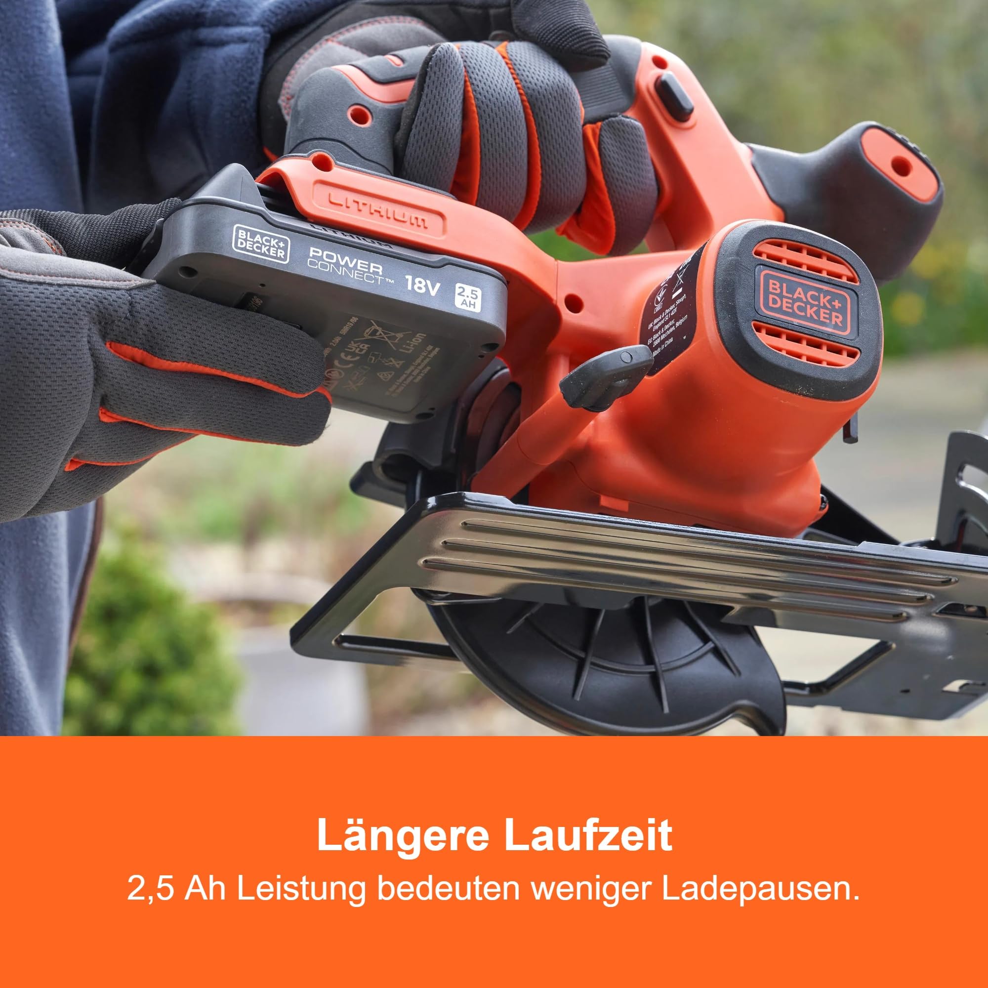 BLACK+DECKER 18 V POWERCONNECT Lithium-Ionen-Akku 2,5 Ah, mit LED-Ladezustandsanzeige, kompatibel mit BLACK+DECKER 18 V Akku-Werkzeugen, BDL2518S-XJ