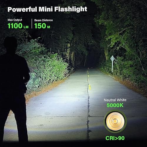 Miniatura 2 de sofirn SC13 HCRI - Linterna LED pequeña tipo C recargable, linterna de bolsillo brillante de 1100 lúmenes con LED 519A, 90 mini luz impermeable de
