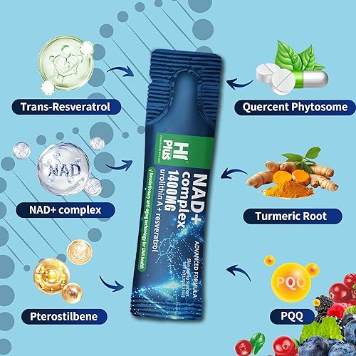 Miniatura 4 de NAD+ bebida sabor a bayas 1400 mg liposomal alternativa extra fuerte, té verde+resveratrol de astaxantina, CoQ10, urolitina A, PQQ, ácido alfa