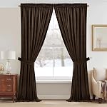 StangH Brown Blackout Velvet Drapes for Living Room 96 inches Long Luxury Home Decor Heat & Sound Reducing Energy Smart Curtains for Bedroom, W52 x L96, 2 Panels