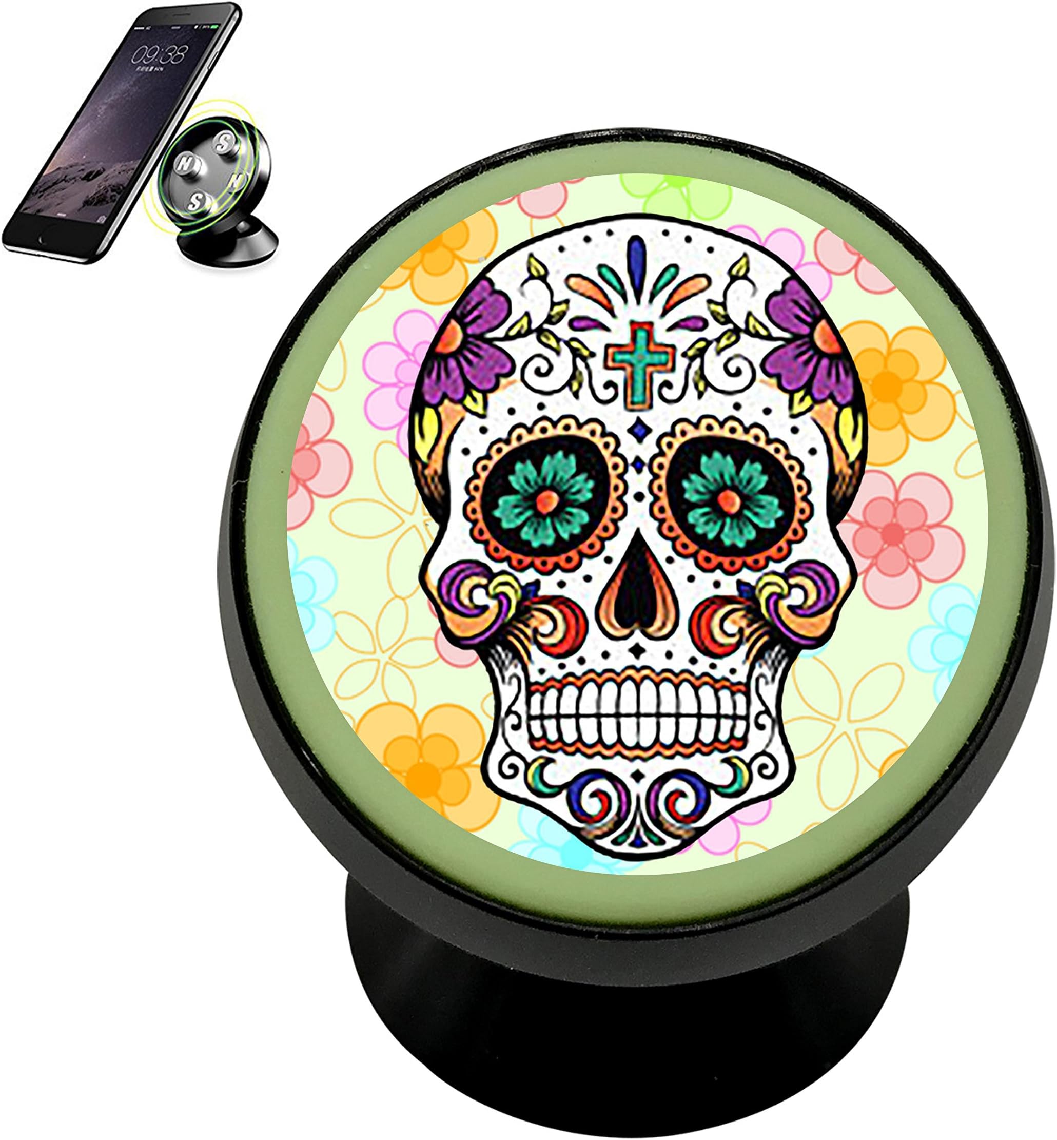 Skull Cross Sugar Universal GPS Stand Holder Magnetic 360 Cellphone Car Mount Holder For Smartphone