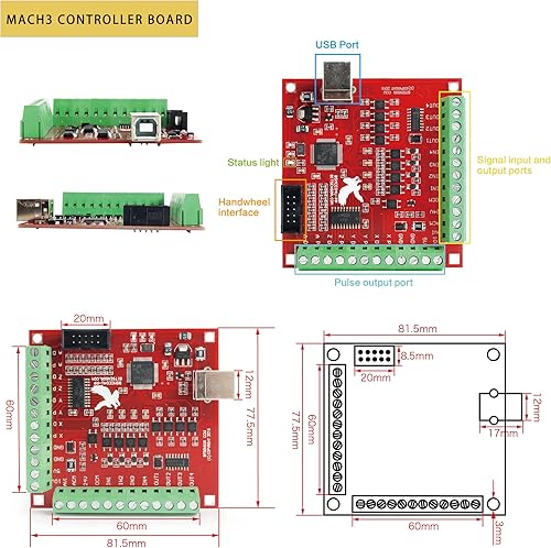Miniatura 2 de RATTMMOTOR Kit de controlador CNC Mach3 USB de 4 ejes, 4 piezas de motor paso a paso Nema23 de 2.244in + placa de control de movimiento CNC Mach3