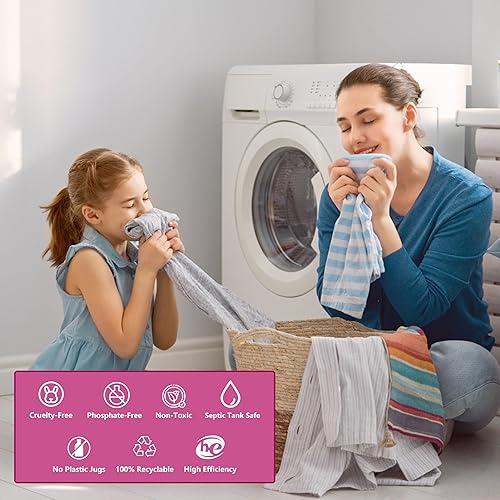 Miniatura 5 de Air Jungles Hojas de detergente para ropa sucia de 50 hojas, aroma Flora Bliss, hasta 100 lavados, ecológicas, fáciles de usar, solución cero