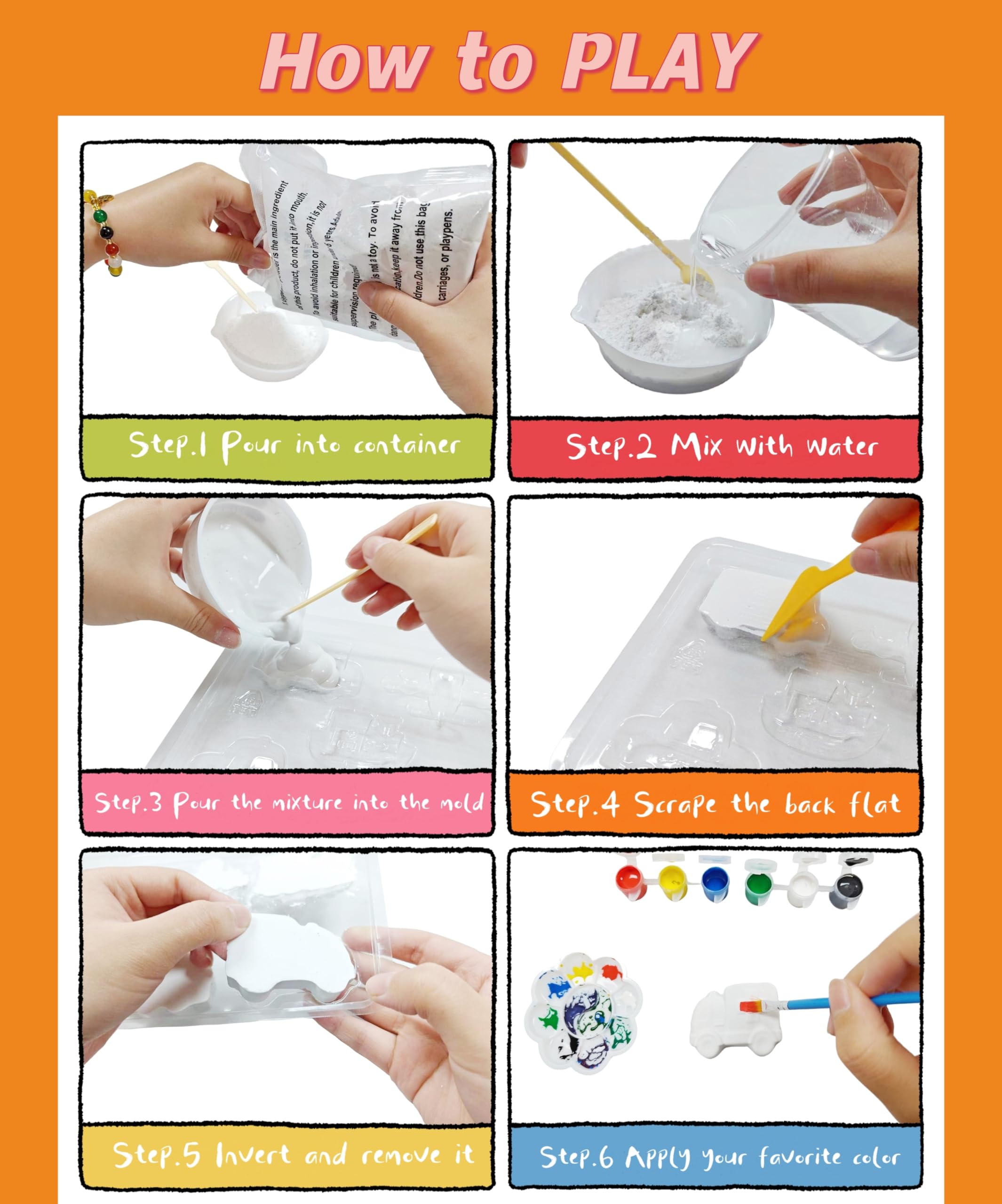 Lolileo Einhorn Gipsgieß-Set Für Mädchen – 6 Formen, Farben, Pinsel, Glitzer, Ab 6 Jahre
