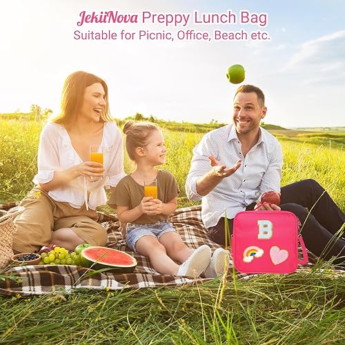 Miniatura 4 de Lonchera preppy con iniciales para mujer, bolsas de almuerzo aisladas para adultos, regalos de cumpleaños y graduación, regalos de Navidad para