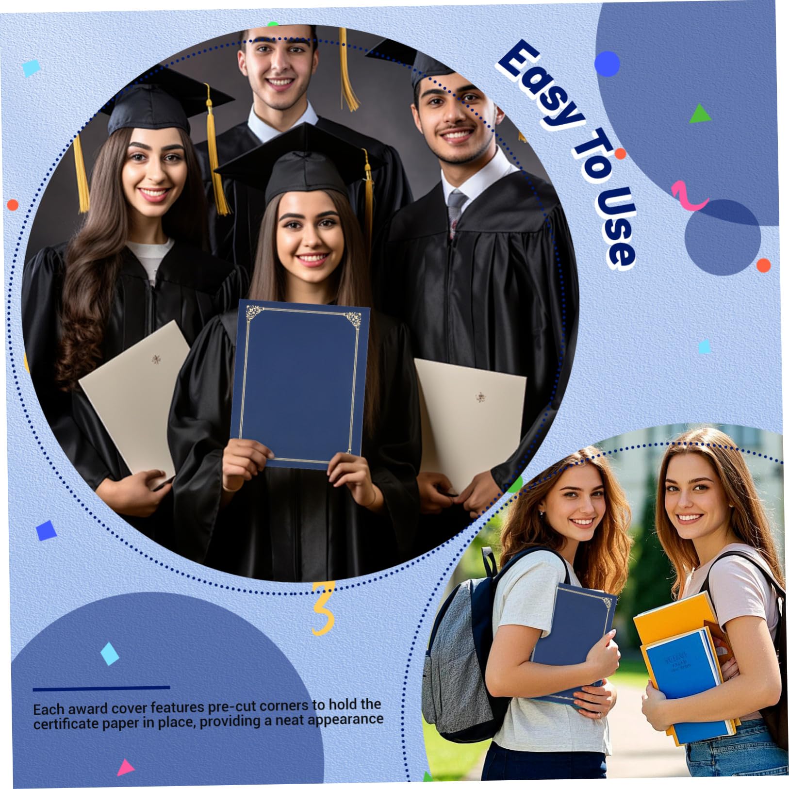 30 Pezzi Copertina per Diploma Bordo Dorato, Formato Foglio