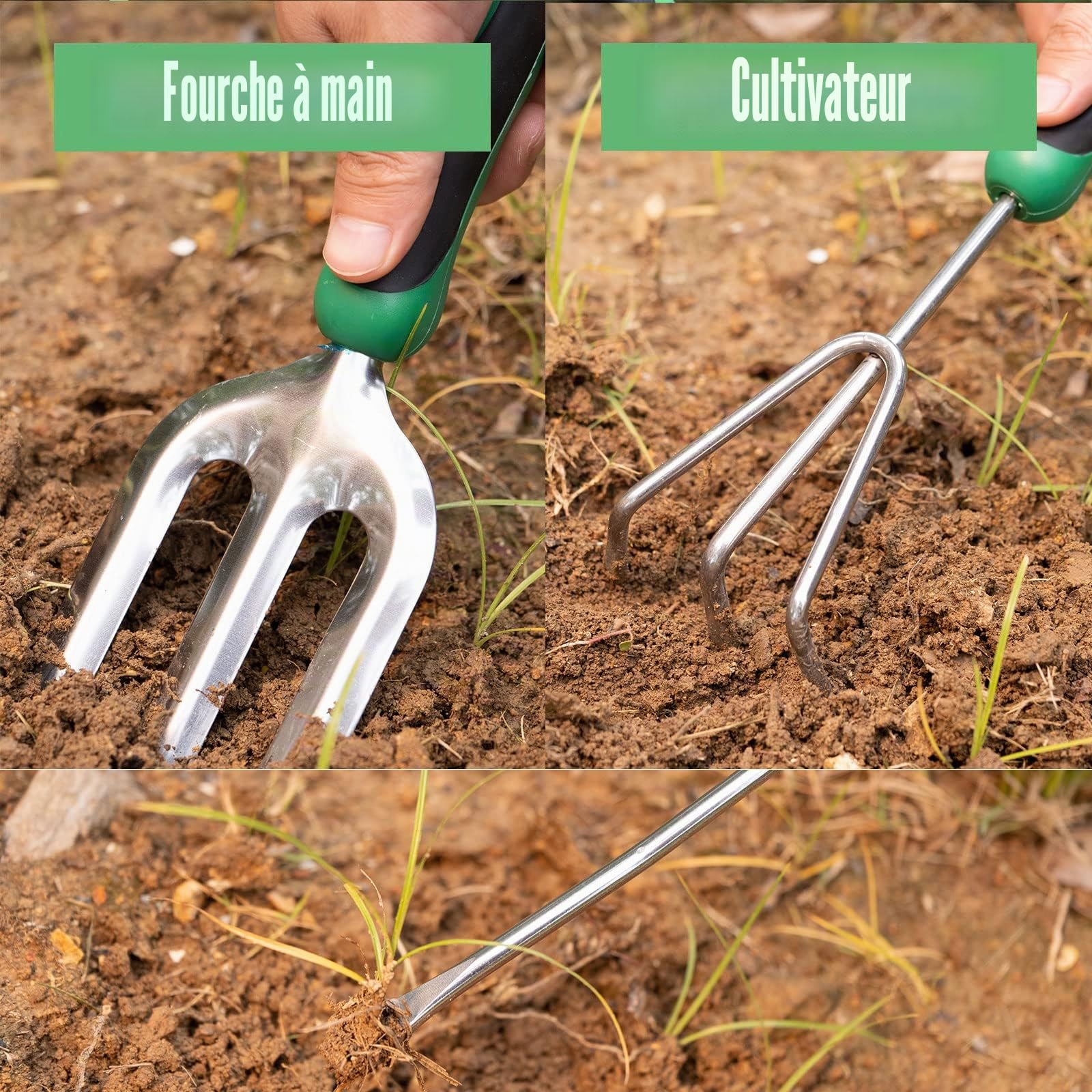 DEWINNER Outils de Jardinage, Trousse-Cadeau d'outils à Main, Tout-en-Un 11Pièces Transplantation de Jardinage en Plein Air pour Jardinier, avec Sac de Maintien Robuste pour Le Stockage