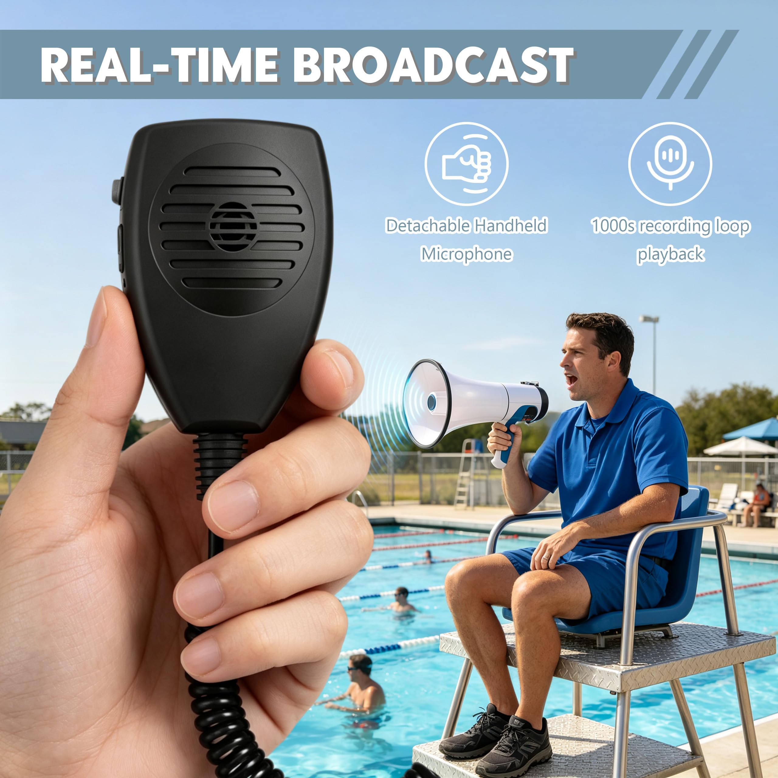 Megáfono Transportable 120 W, Alcance Máximo 2000m