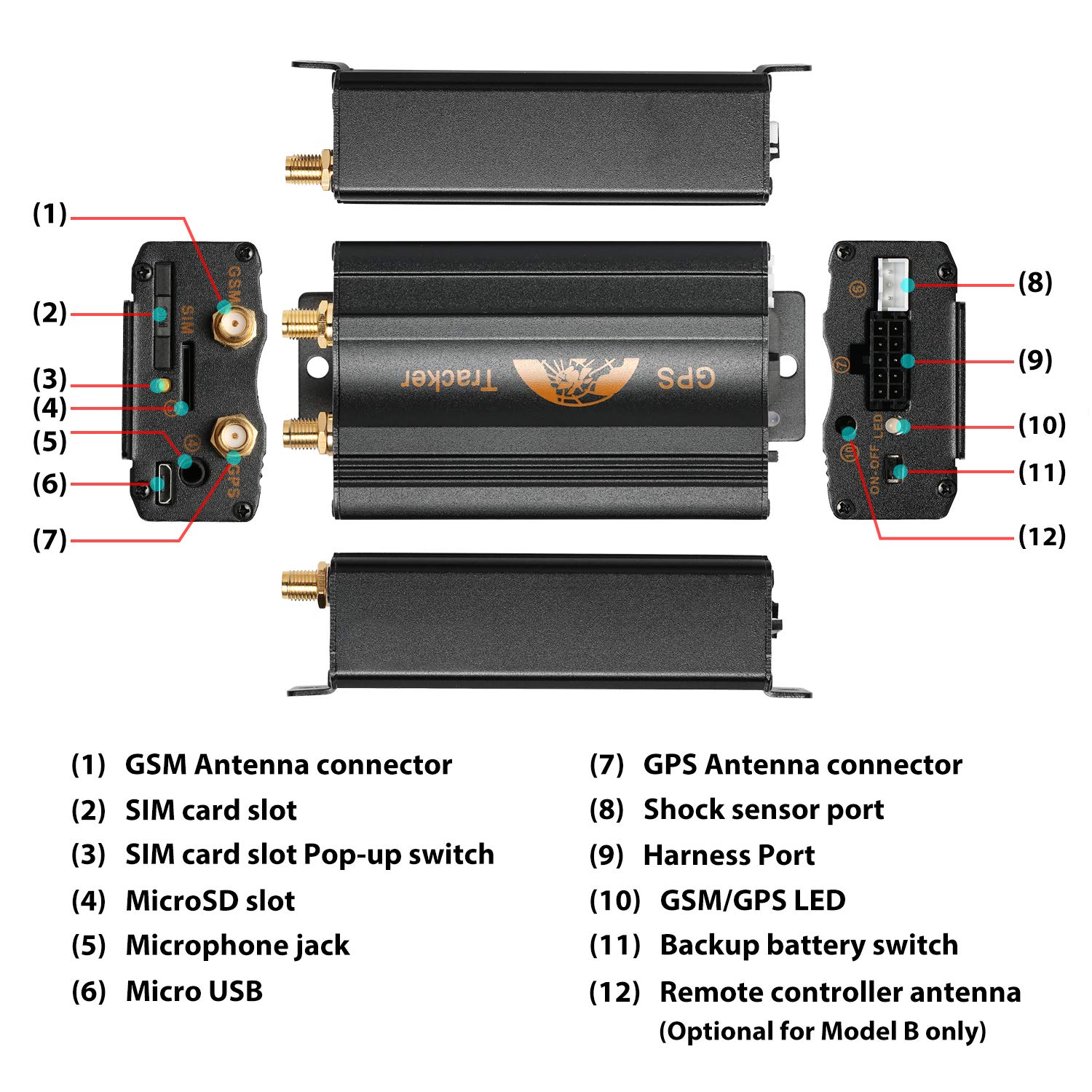 localizzatore Professionale Ovo-103B per motocicli e autoveicoli, localizzazione antifurto e Controllo a Distanza, Posizione GPS gsm gprs, sorveglianza Online, per App iOS e Android