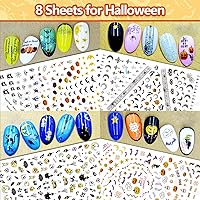 Vista 4 de TailaiMei 16 hojas de calcomanías de uñas navideñas, Halloween y Día de Acción de Gracias, otoño, 3D, autoadhesivas, para decoración de uñas de otoño