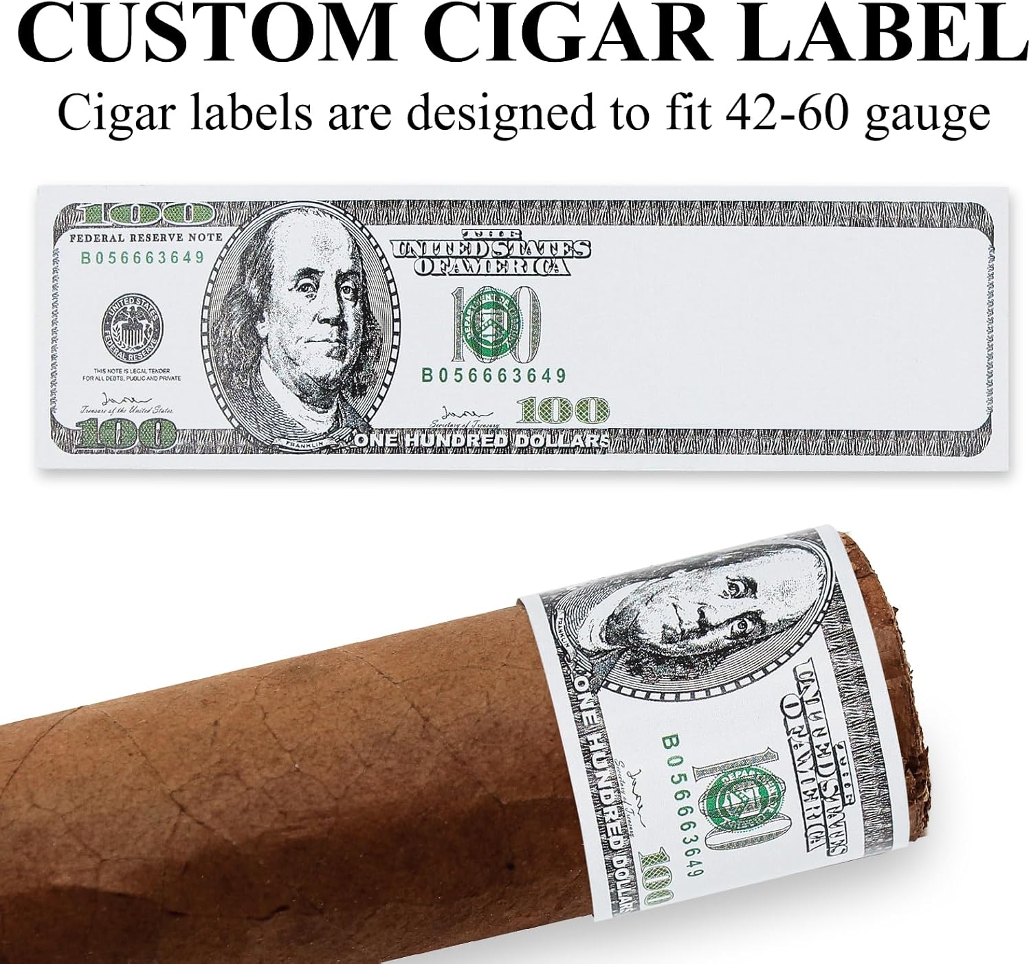 Cigar Gifts for Men Custom Cigar Labels,Set of 50 Personalized Cigar Bands,Cigar Bands for Protecting Cigars,Cigar Bar Decor, Cigar Stickers for Party Favors,Cigar Accessories (Dollar) image 4