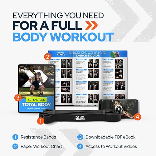 Miniatura 8 de Bandas de Resistencia de Asistencia para Dominadas - Bandas de Potencia de Bucle Largo para Hombres y Mujeres - Entrenamiento de Fuerza, Potencia y