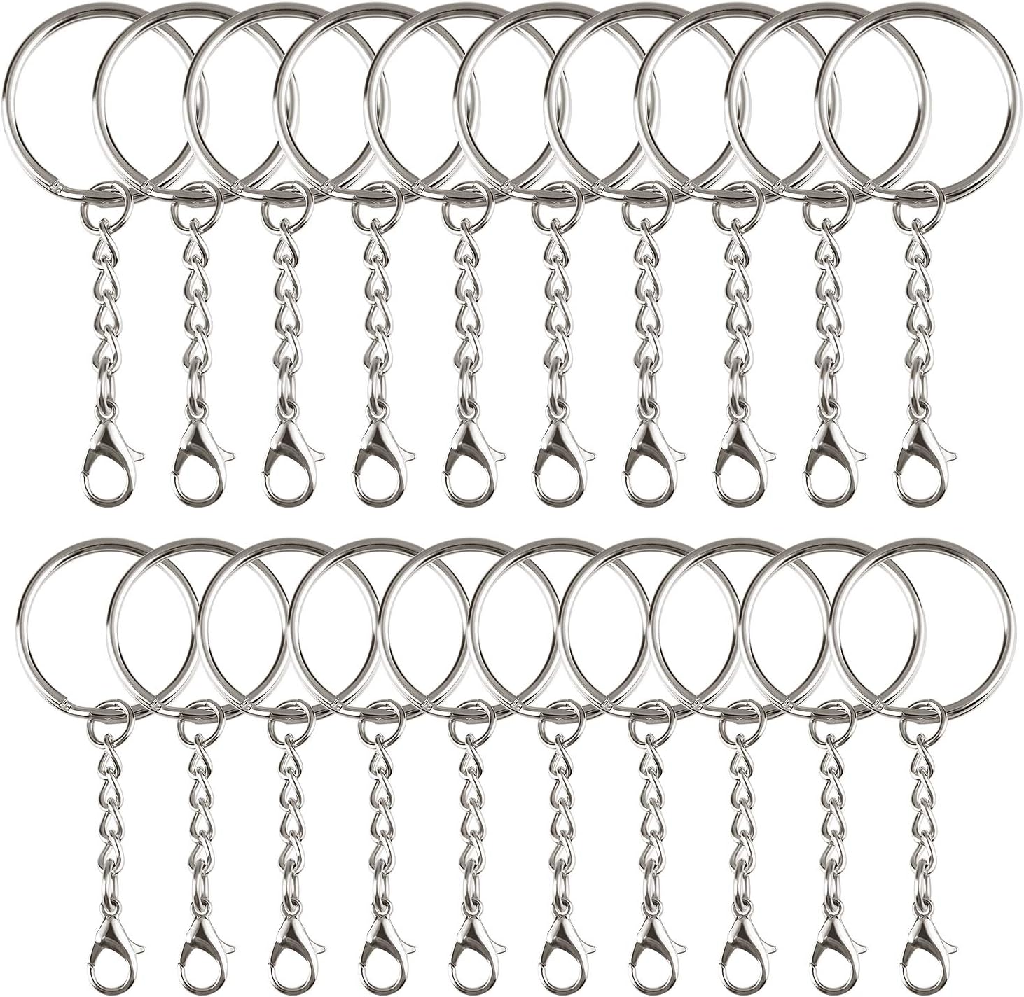 KUUQA 55 PCS Keychain Ring Metal Key Ring with Lobster Clasp for Crafts