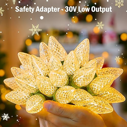 Miniatura 5 de Brightown Paquete de 2 Luces de Navidad C9 - Total 162 Pies 200 Luces de Cadena LED con Temporizador y 8 Modos, Luces de Hadas de Alambre Verde