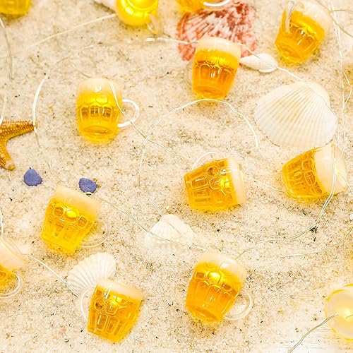 Miniatura 7 de Guirnalda de luces 3D para taza de cerveza para decoración del día de San Patricio, 10 pies, 15 luces LED con control remoto USB y funciona