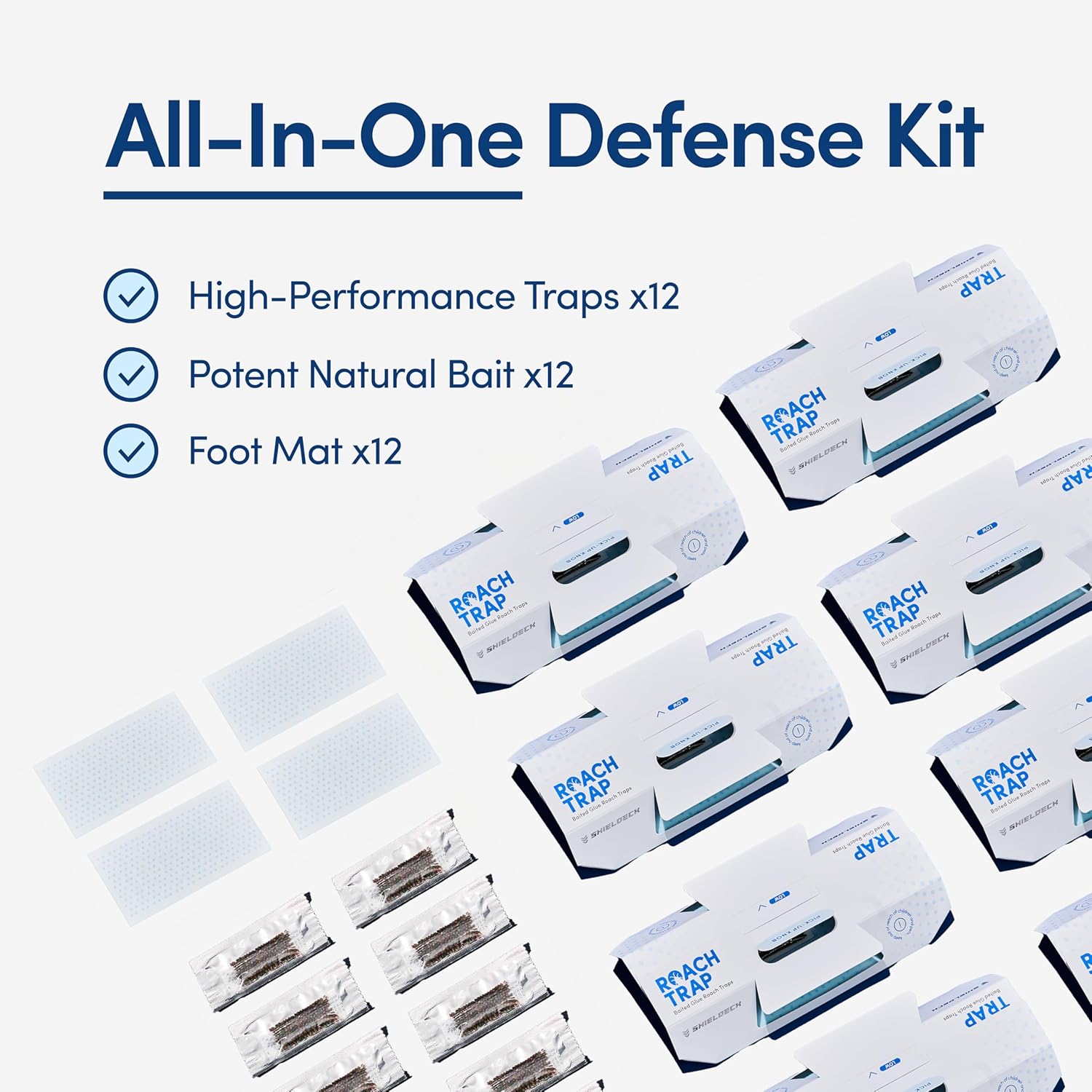 Shieldeck Roach Traps Indoor (24 Pack) – Non-Toxic Sticky Glue Traps for Roaches, Spiders & Crickets – Safe Roach Catcher for Home, Car, Apartment & Motel Pest Control