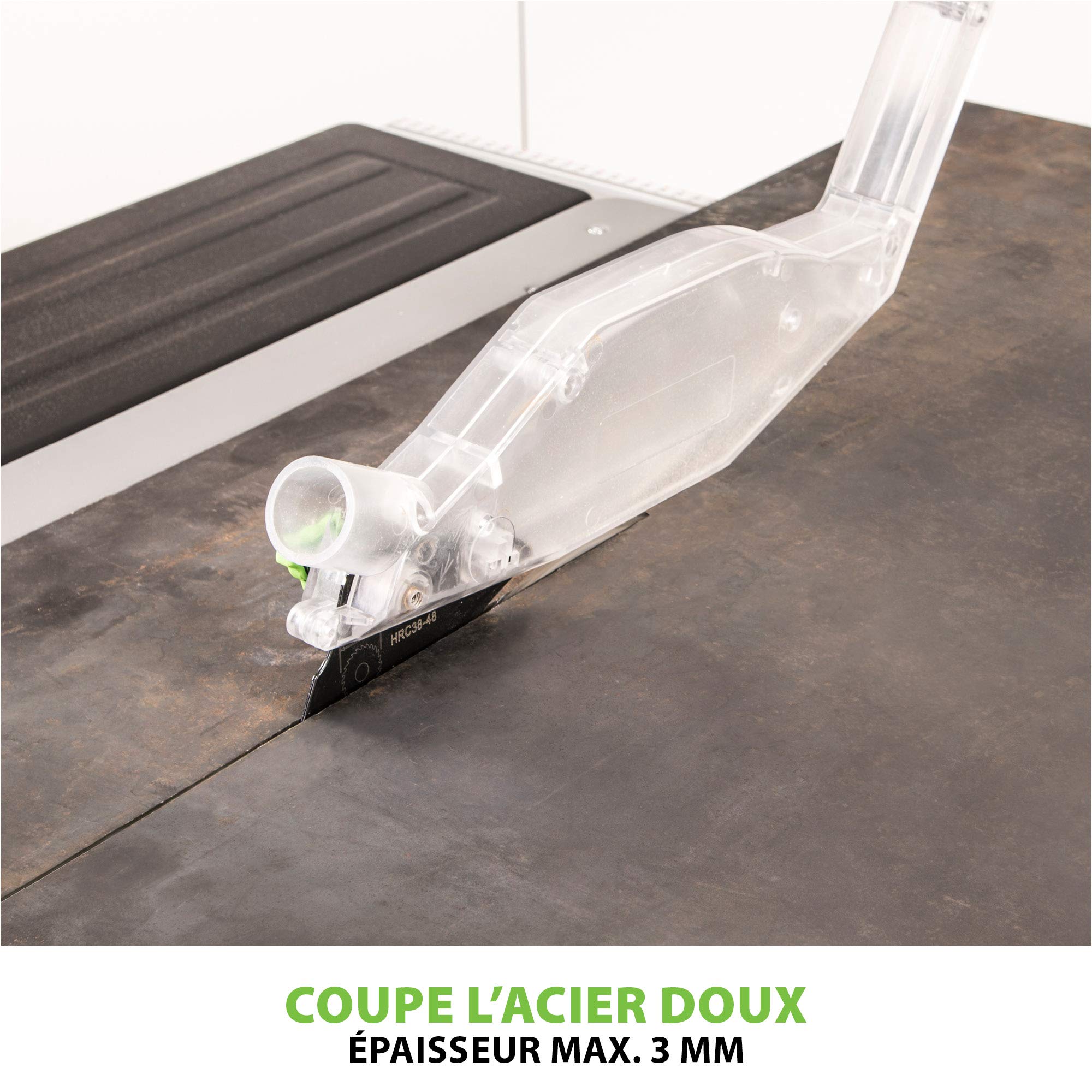 Evolution Power Tools Scie sur Table Fury 5-S 255mm Coupe Multi-Matériaux Bois Plastique Métal 0-45˚ Biseau 60-60˚ Onglet