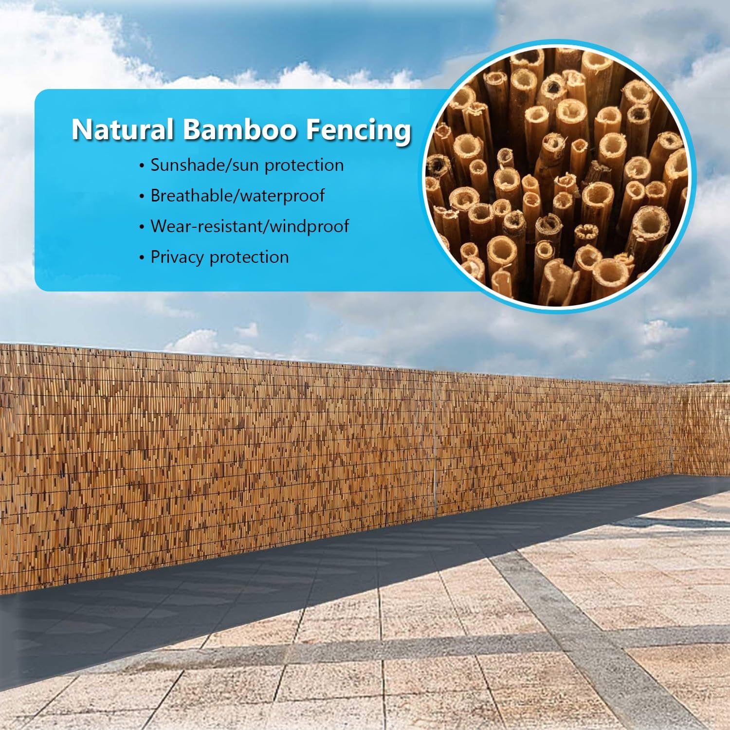 Brise-Vue en Bambou Naturel, 130 Cm × 1 000 Cm, Clôture en Roseau Écologique, Clôture Décorative pour Balcon, Cloison De Jardin(70x600cm(2.3x19.7FT))