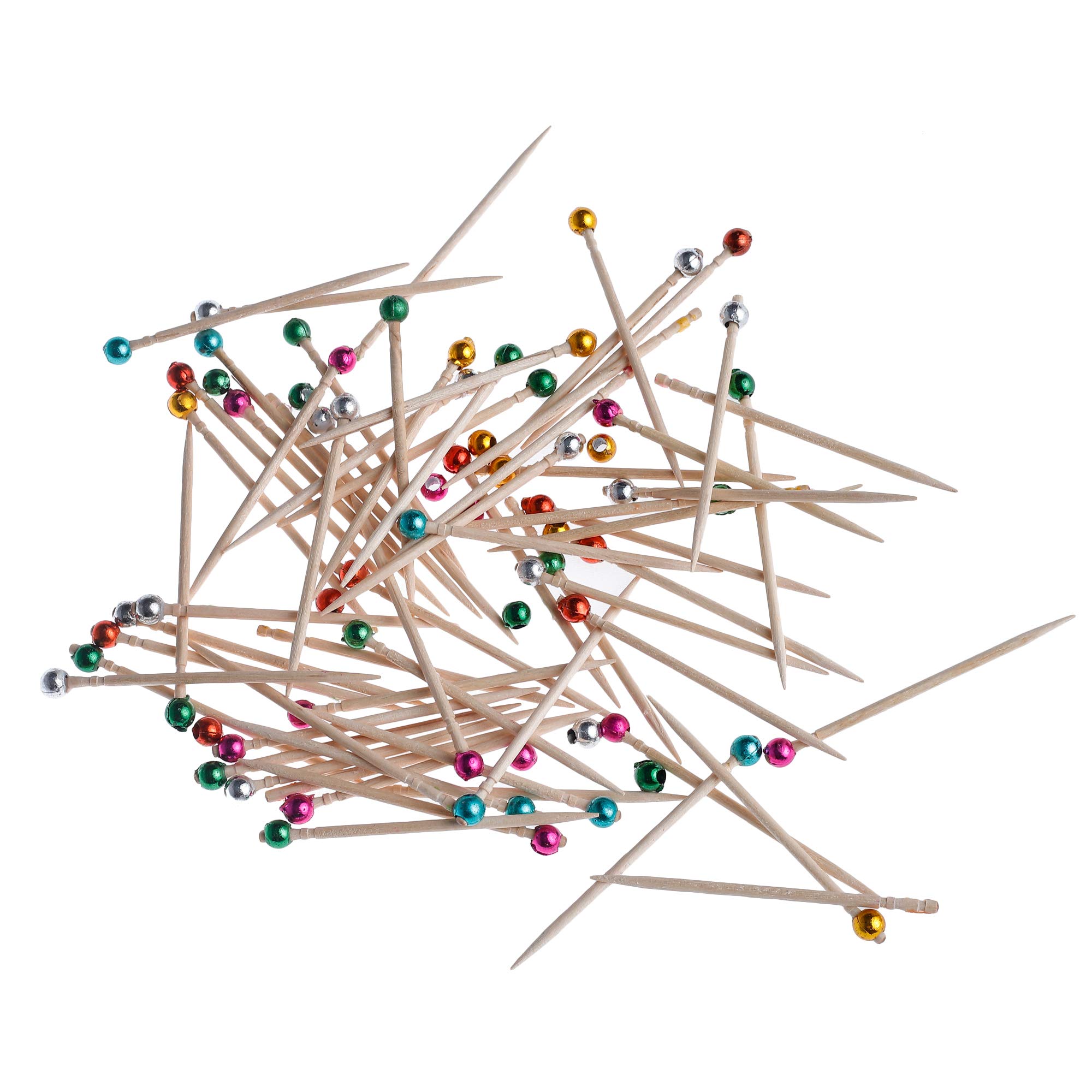 Homeish 420 Pcs Fancy Wooden Toothpicks, Cocktail Picks, Fruit Garnish Sticks | 7 cms Decorative Toothpicks for Snacks, Appetizers, Cupcakes | Eco-Friendly Party Supplies