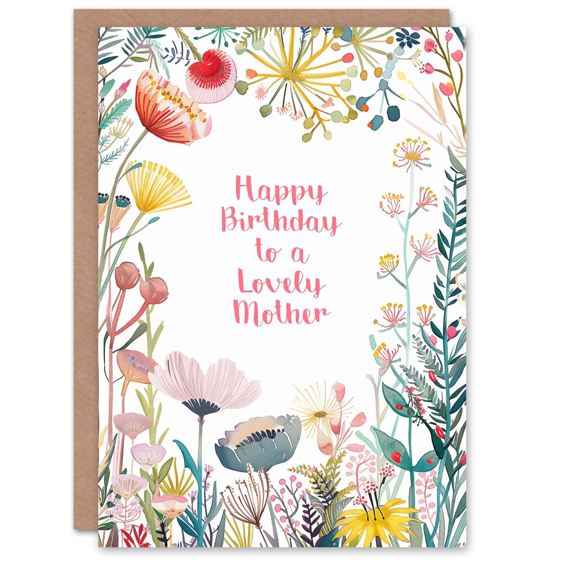 Artery8 Mother Birthday Card Wildflower Meadow Flowers Pink