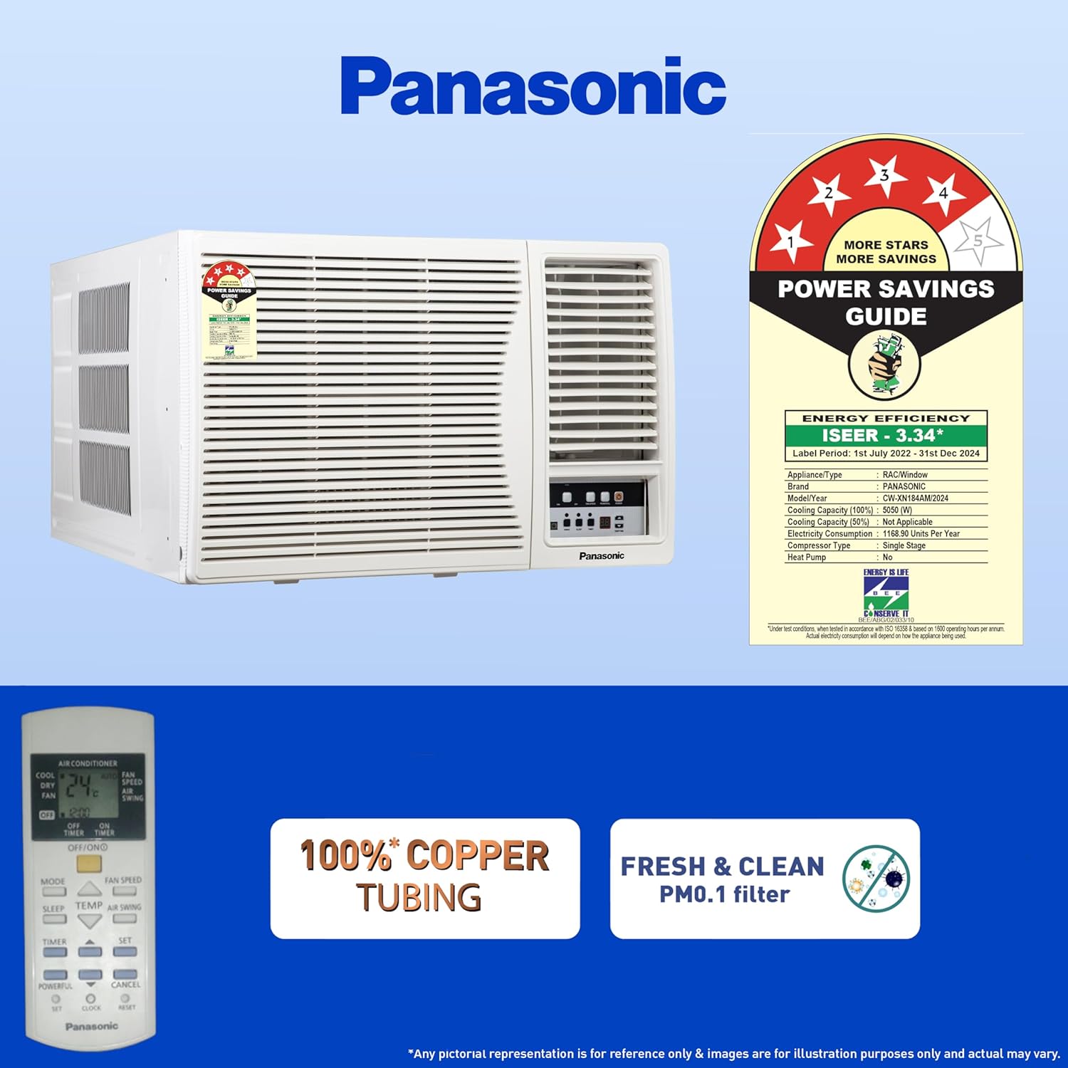 Diwali Offer Buy Now Panasonic 1.5 Ton 4 Star Fixed Speed Window Ac (Copper