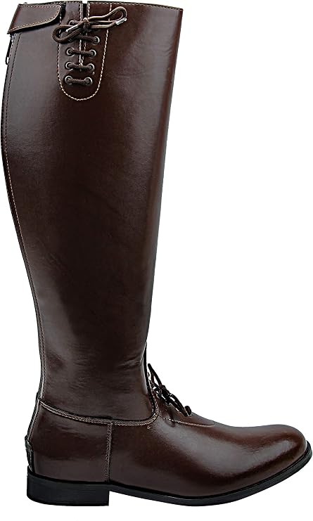MB-2 Men's Mens Man Motorcycle Police Patrol Leather Tall Knee High Riding Boots - Brown