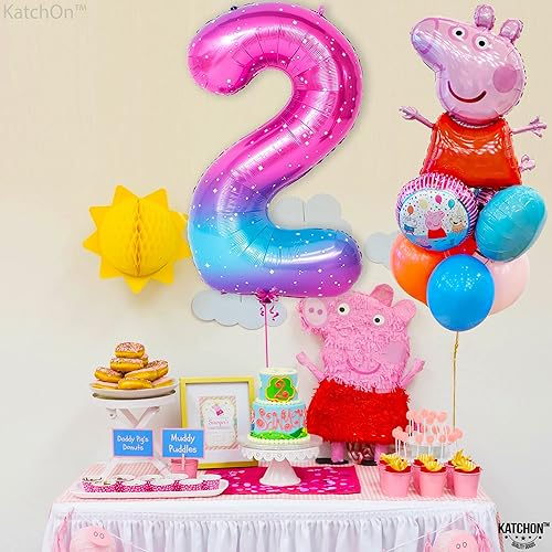 Miniatura 8 de KatchOn, globo gigante arcoíris número 2 de 40 pulgadas  Globos número 2 para cumpleaños  Globo de 2 años para decoraciones de 2 cumpleaños para