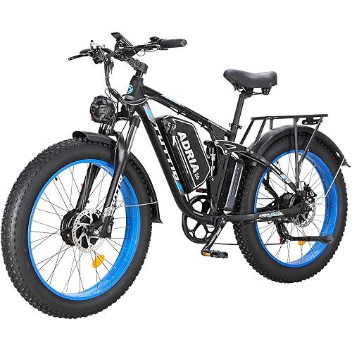 TUTTIO Adria26 5000W/6000W Dual Motor Ebike, 40-46MPH Electric Bike for Adults, 26" x 4" Fat Tire Electric Mountain Bike, 52V 25AH E-Bike Full Suspension Electric Dirt Bike for Off-Road Hunting
